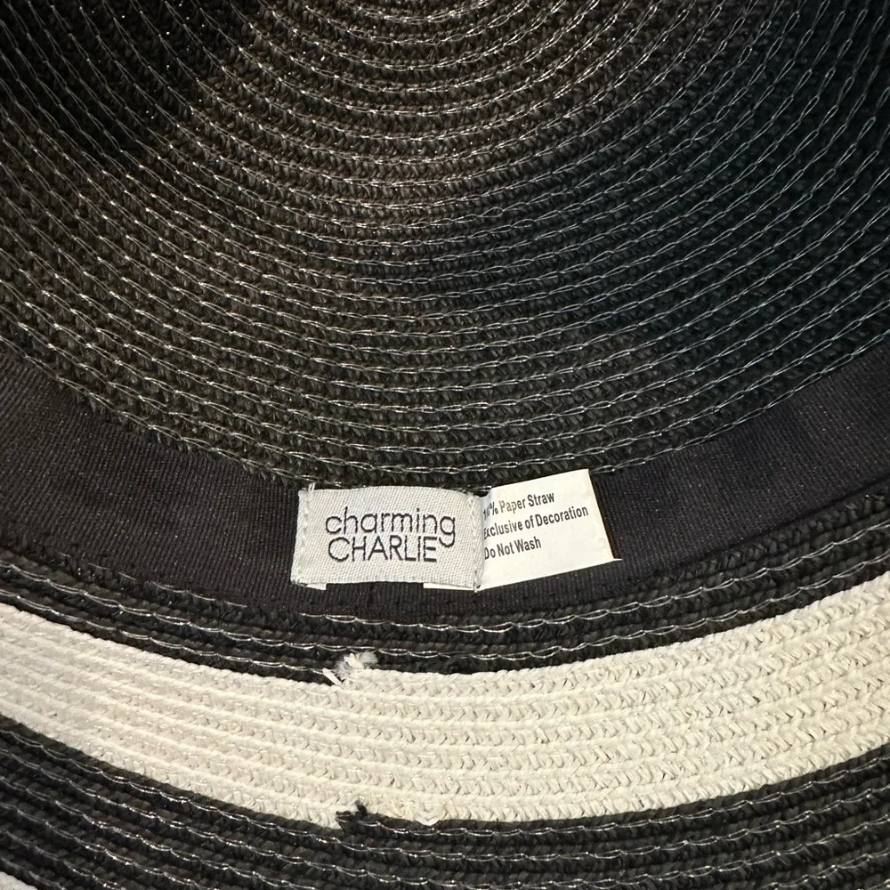 Elegant Black and White Wide Brim Hat Charming Charlie’s - Picture 8 of 9